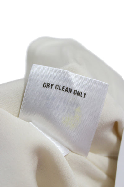 St. John Women Classic Sleeveless Silk Blend Blouse Round Neck White Size L