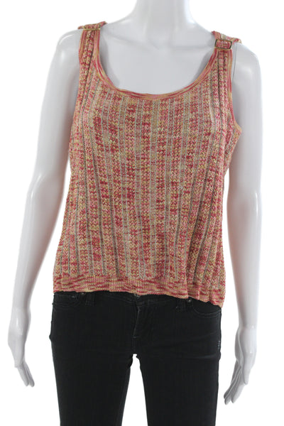 St. John Sport Womens Beige Striped Tank Cotton Size XL