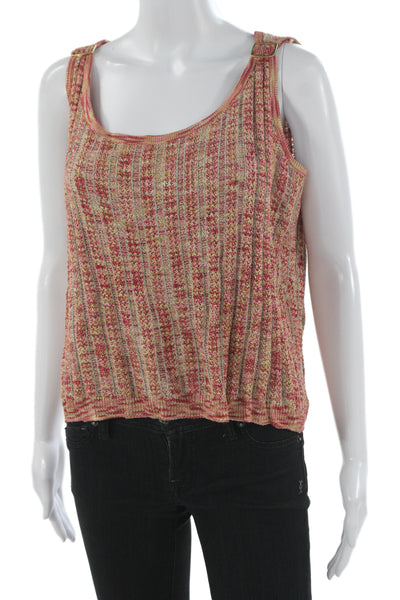 St. John Sport Womens Beige Striped Tank Cotton Size XL