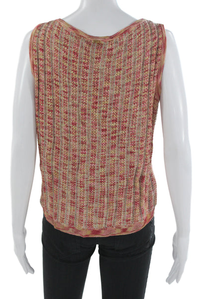 St. John Sport Womens Beige Striped Tank Cotton Size XL