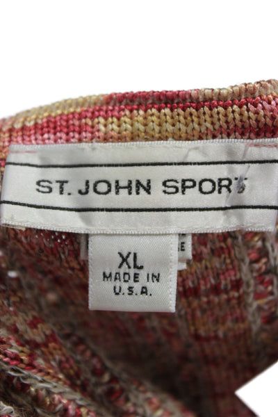St. John Sport Womens Beige Striped Tank Cotton Size XL