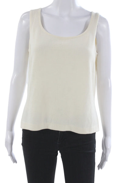 St John Collection Women White Cotton Basic Sleeveless Tank Size M