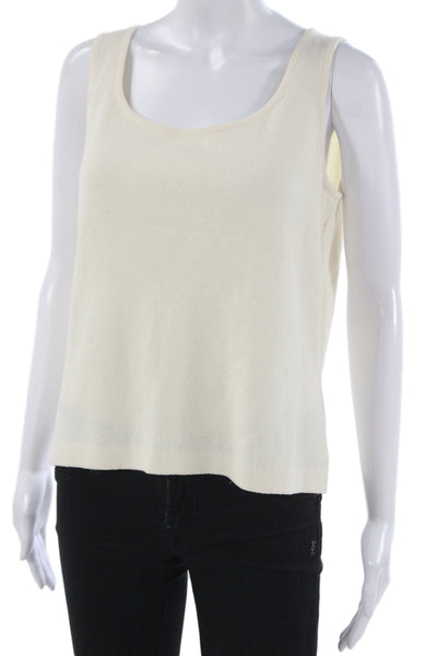 St John Collection Women White Cotton Basic Sleeveless Tank Size M