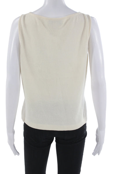 St John Collection Women White Cotton Basic Sleeveless Tank Size M