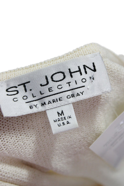 St John Collection Women White Cotton Basic Sleeveless Tank Size M