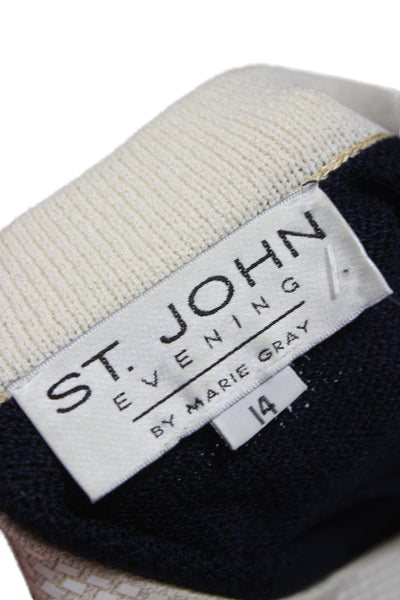 St. John Evening Women Sleeveless Tank Dark Blue Cotton Round Neck Size 14