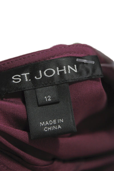 St. John Womens Purple Sleeveless Round Neck Cotton Blend Blouse Button Size 12