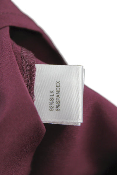 St. John Womens Purple Sleeveless Round Neck Cotton Blend Blouse Button Size 12