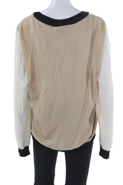 St. John Unisex Beige V-Neck Pullover Sweater Long Sleeve Designer Size XL