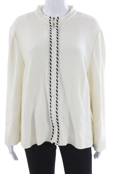 St. John Sport Unisex Cardigan Full Zip White Mock Neck Size XL