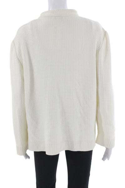 St. John Sport Unisex Cardigan Full Zip White Mock Neck Size XL