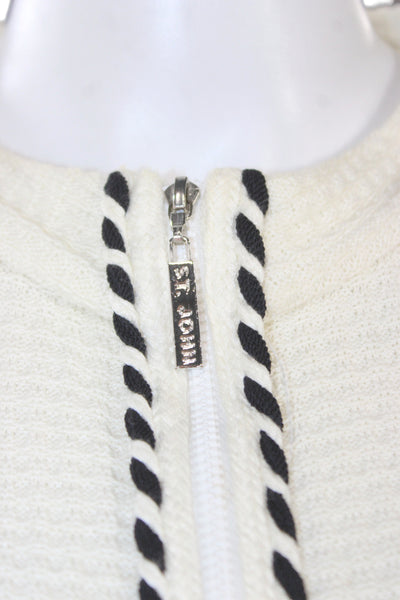 St. John Sport Unisex Cardigan Full Zip White Mock Neck Size XL