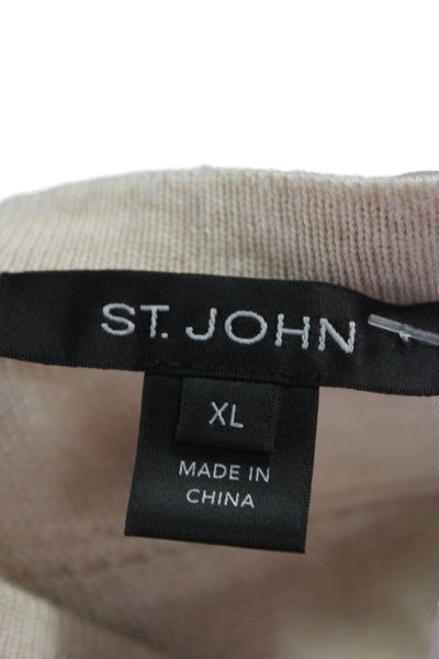 St. John Unisex Striped 100% Wool Vest Sweater Beige Sleeveless Size XL