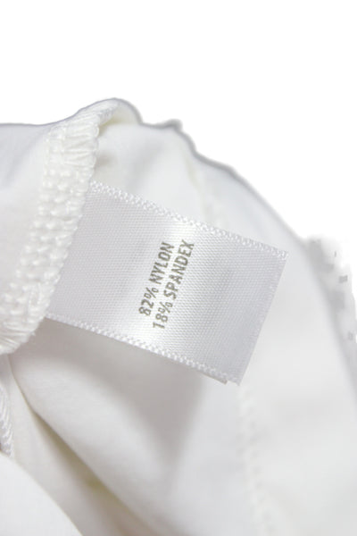 St. John Caviar Women Mock Neck Long Sleeve White Cotton Top Size XL