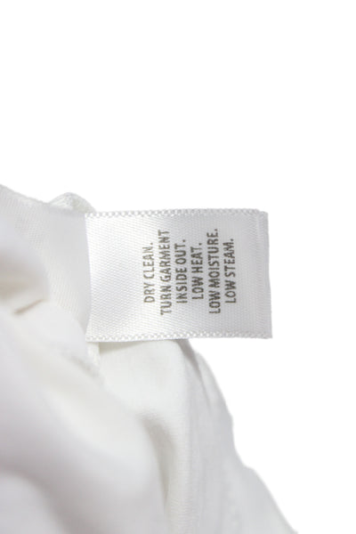 St. John Caviar Women Mock Neck Long Sleeve White Cotton Top Size XL