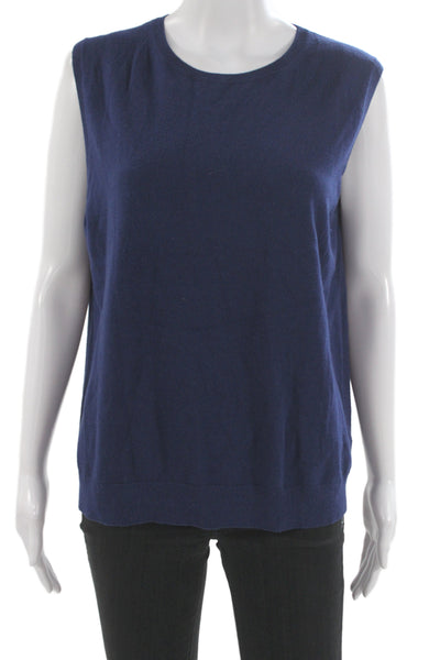 St. John Women Dark Blue Basic Tank Crew Neck Size XL