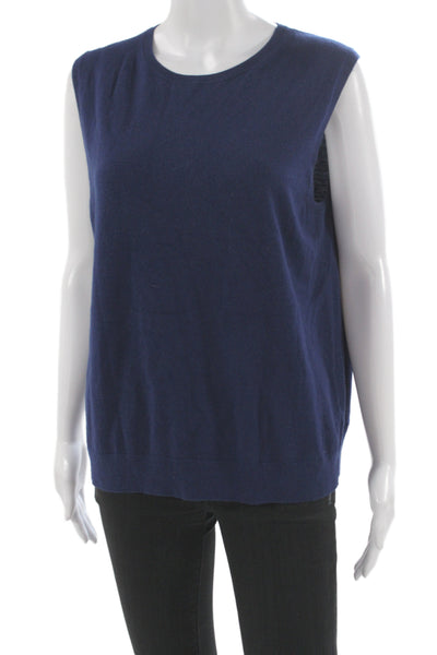 St. John Women Dark Blue Basic Tank Crew Neck Size XL