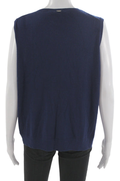 St. John Women Dark Blue Basic Tank Crew Neck Size XL