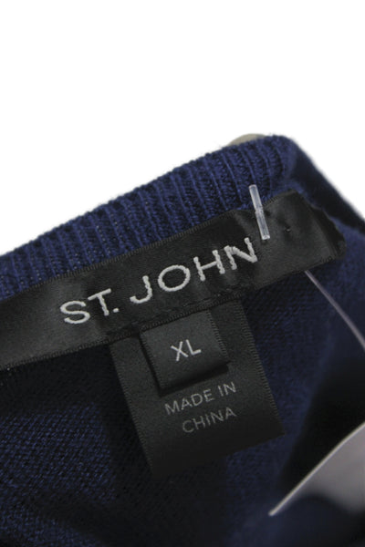 St. John Women Dark Blue Basic Tank Crew Neck Size XL