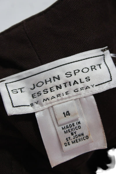 St. John Sport Unisex Dress Pants Brown 100% Cotton Size 14