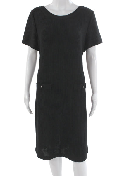 St. John Sport Womens Sweater Shift Dress Black Size 16