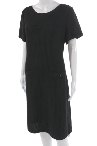 St. John Sport Womens Sweater Shift Dress Black Size 16