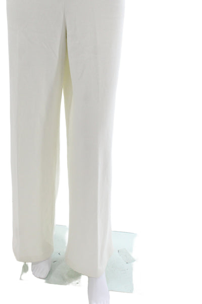 St. John Women White Dress Pants Rayon Wool Cashmere Blend Size L