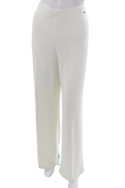 St. John Women White Dress Pants Rayon Wool Cashmere Blend Size L