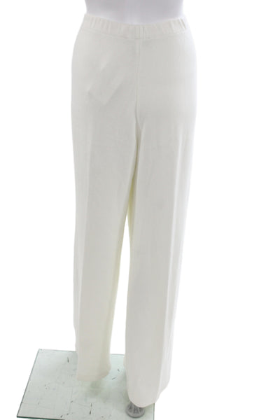 St. John Women White Dress Pants Rayon Wool Cashmere Blend Size L