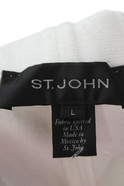 St. John Women White Dress Pants Rayon Wool Cashmere Blend Size L