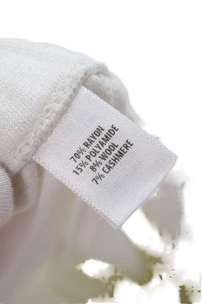 St. John Women White Dress Pants Rayon Wool Cashmere Blend Size L