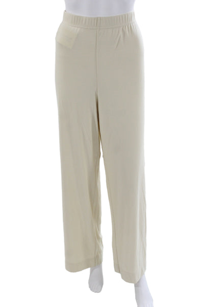 St. John Women Sweatpants Beige Solid 79% Viscose 21% Polyester Size L