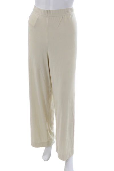 St. John Women Sweatpants Beige Solid 79% Viscose 21% Polyester Size L