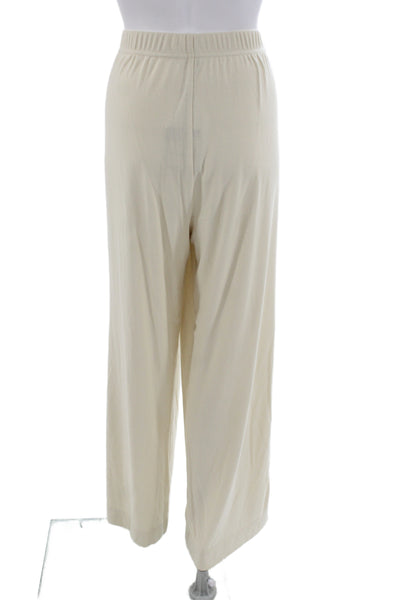 St. John Women Sweatpants Beige Solid 79% Viscose 21% Polyester Size L