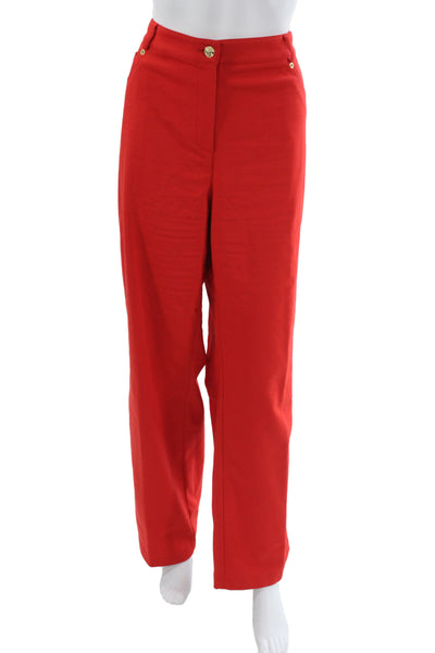 St. John Sport Womens Red Dress Pants Button Classic Plus Size 16