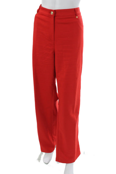 St. John Sport Womens Red Dress Pants Button Classic Plus Size 16