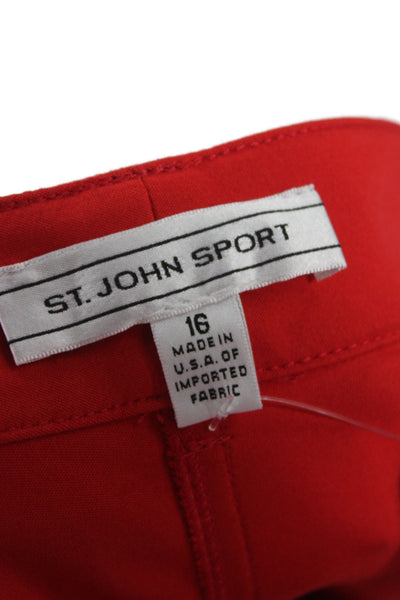 St. John Sport Womens Red Dress Pants Button Classic Plus Size 16