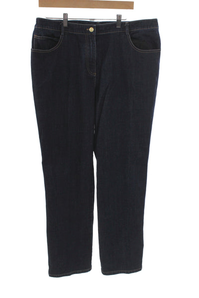 St. John Womens Plus Straight Jeans Dark Blue High Rise Denim Size 16