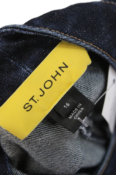 St. John Womens Plus Straight Jeans Dark Blue High Rise Denim Size 16