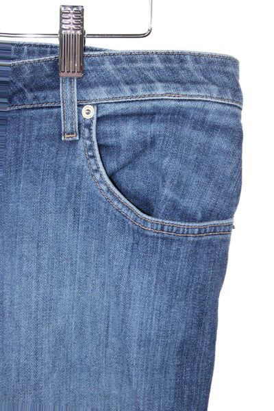St. John Women Blue Straight High Rise Jeans Button Size 14