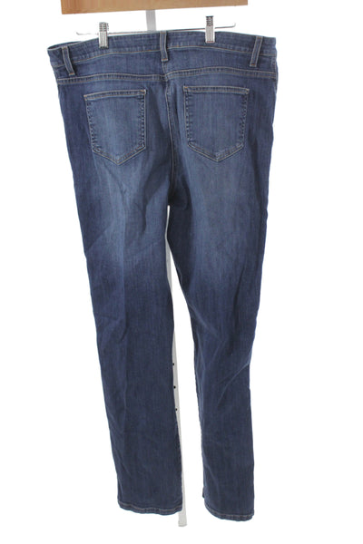 St. John Women Blue Straight High Rise Jeans Button Size 14