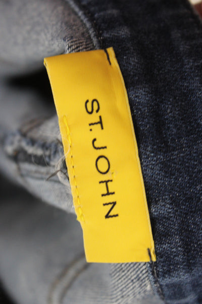 St. John Unisex Dark Blue Straight Jeans Denim Cotton High Rise Size 10