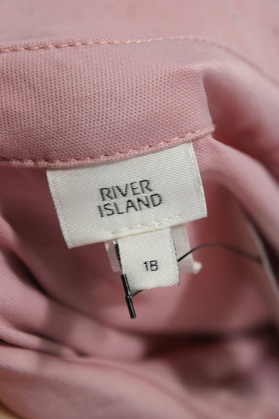 River Island Womens Collared Long Sleeve Pink Jumpsuit Size 14