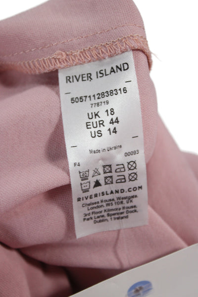 River Island Womens Collared Long Sleeve Pink Jumpsuit Size 14