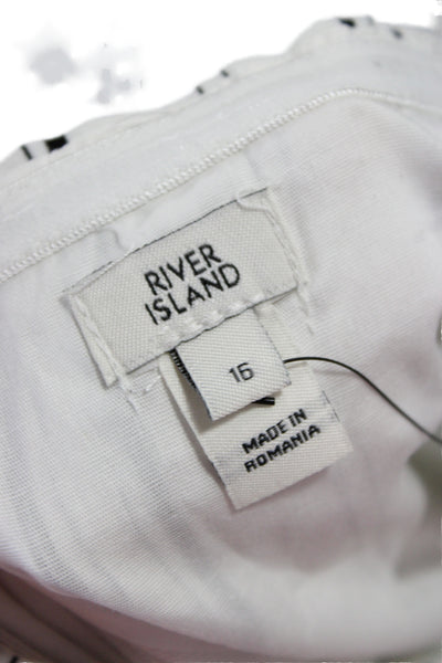 River Island Women White Striped V Neck Sleeveless Jumpsuit Polyester Size 12