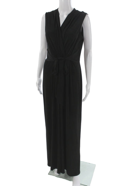 Vince Camuto Women Maxi Wrap Jumpsuit Sleeveless V Neck Black Size L