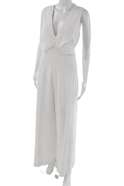 Asos Women Jumpsuit White Sleeveless V Neck Solid Polyester Size 12