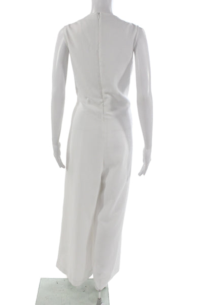Asos Women Jumpsuit White Sleeveless V Neck Solid Polyester Size 12