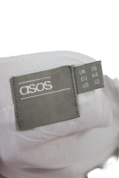 Asos Women Jumpsuit White Sleeveless V Neck Solid Polyester Size 12