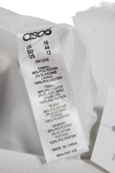 Asos Women Jumpsuit White Sleeveless V Neck Solid Polyester Size 12